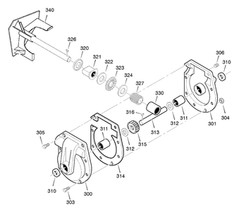 Gear Case Diagram and Parts List for 629108X5B 2004 Briggs and Stratton Snow Blower